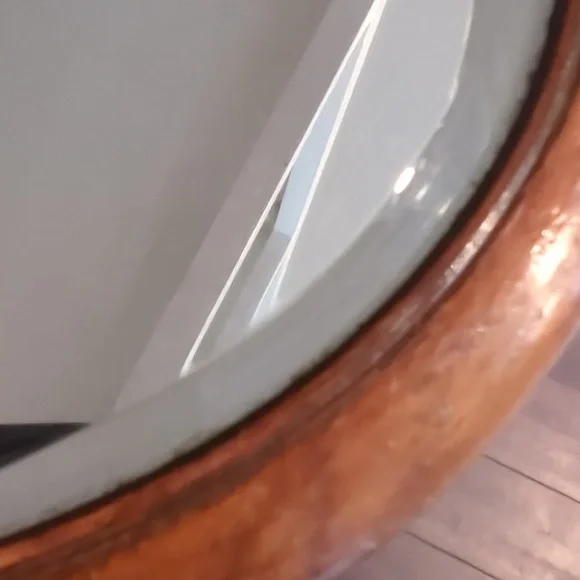 Vintage Wooden Beveled Glass Hand Mirror, Vanity Hand Mirror - Picture 7 of 7